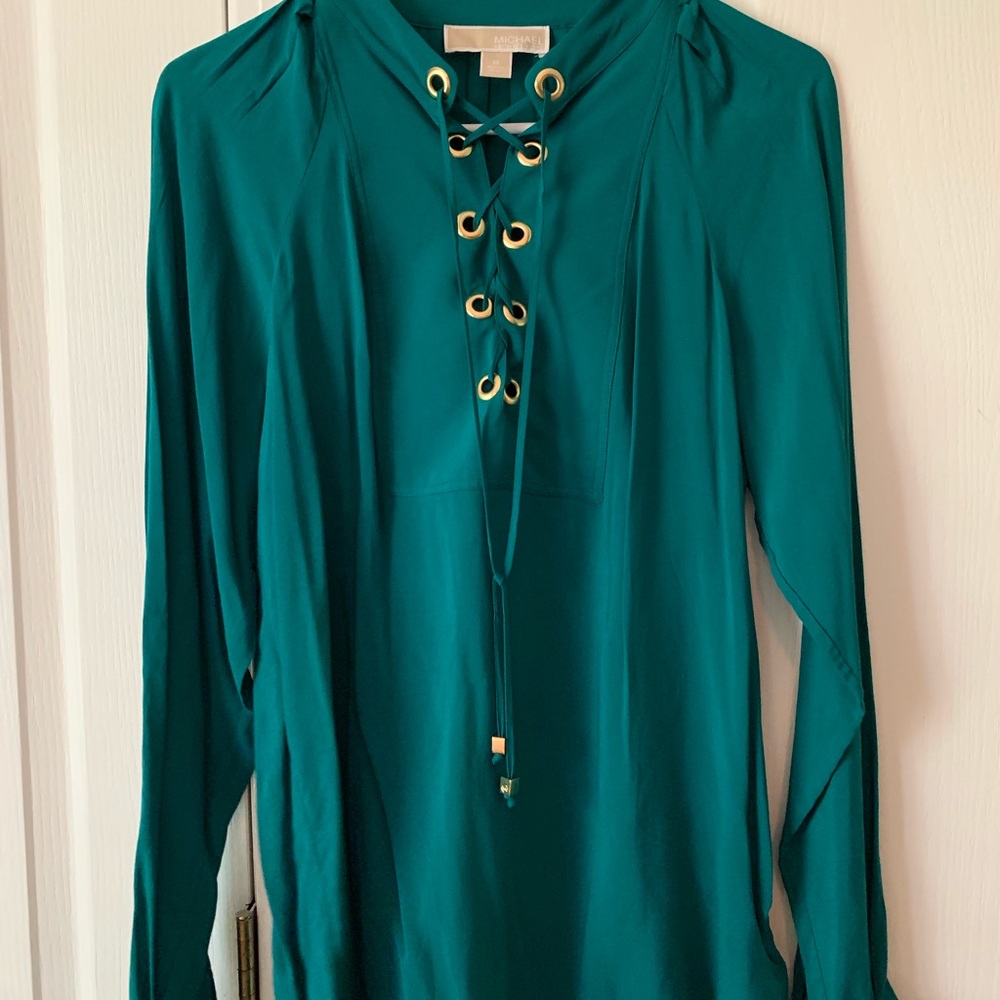Blouse long sleeve turquoise .